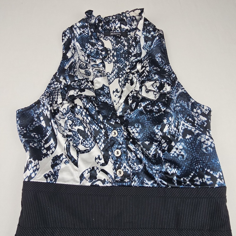 XOXO‎ Y2K Women's Sleeveless Paisley Dress Size 3/4 Ruffle Neck